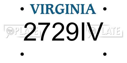 2729IV Virginia License Plate