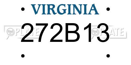 272B13 Virginia License Plate