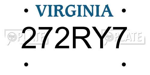 272RY7 Virginia License Plate
