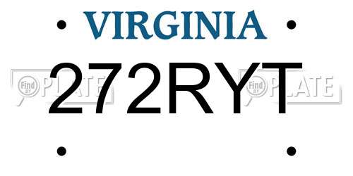 272RYT Virginia License Plate