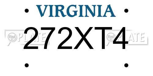 272XT4 Virginia License Plate