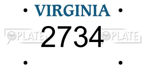 2734 Virginia License Plate