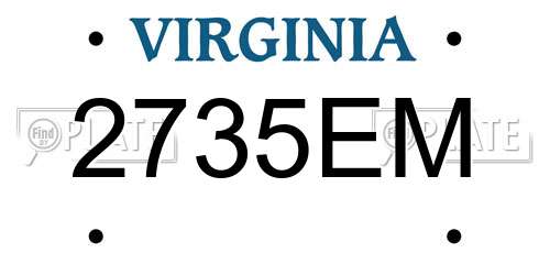 2735EM Virginia License Plate