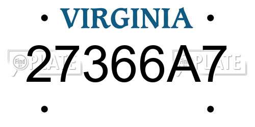 27366A7 Virginia License Plate