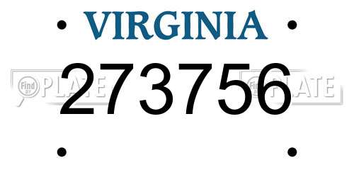 273756 Virginia License Plate