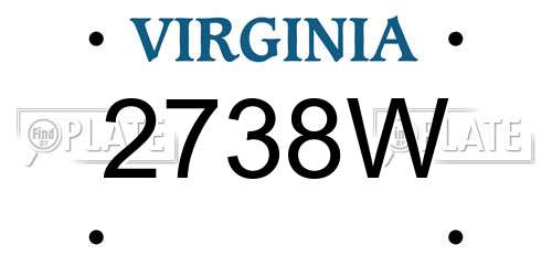 2738W Virginia License Plate