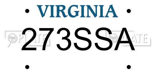 273SSA Virginia License Plate