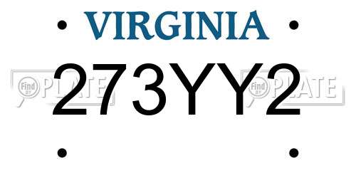 273YY2 Virginia License Plate