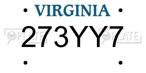 273YY7 Virginia License Plate