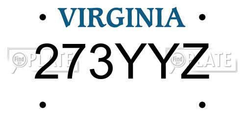 273YYZ Virginia License Plate