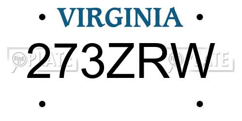 273ZRW Virginia License Plate
