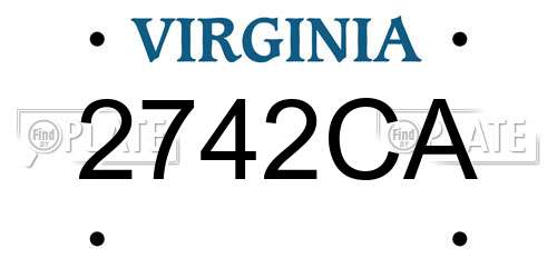 2742CA Virginia License Plate