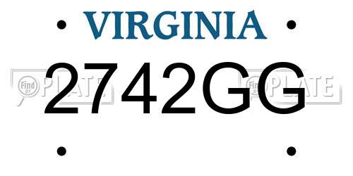 2742GG Virginia License Plate