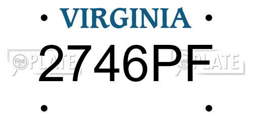 2746PF Virginia License Plate