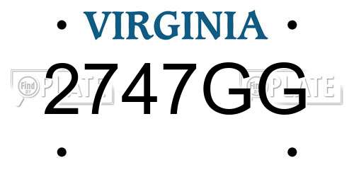 2747GG Virginia License Plate