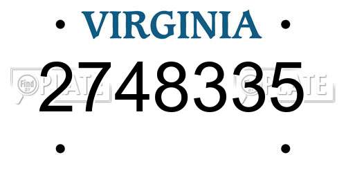 2748335 Virginia License Plate