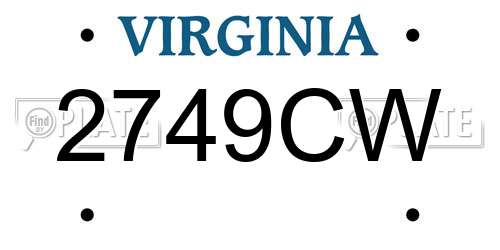 2749CW Virginia License Plate