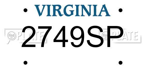 2749SP Virginia License Plate