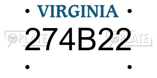 274B22 Virginia License Plate