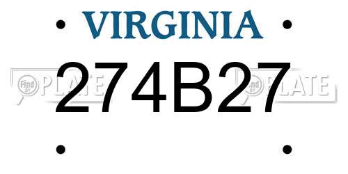 274B27 Virginia License Plate