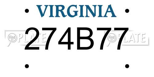 274B77 Virginia License Plate
