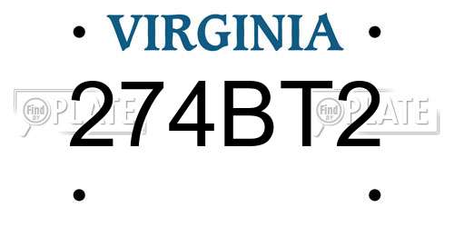 274BT2 Virginia License Plate