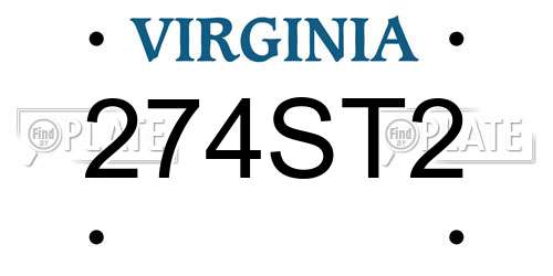 274ST2 Virginia License Plate