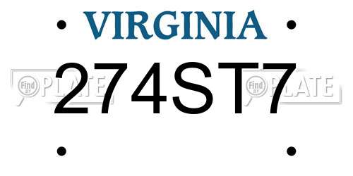 274ST7 Virginia License Plate