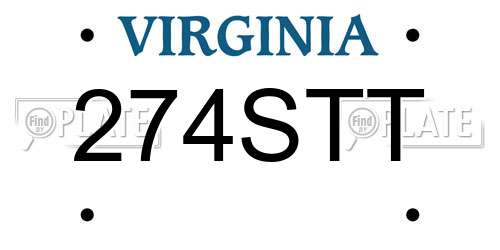 274STT Virginia License Plate