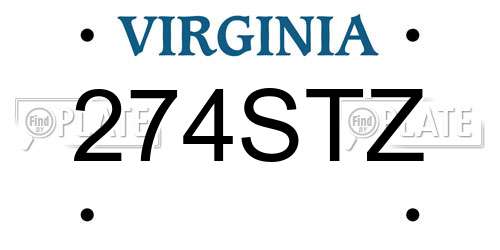 274STZ Virginia License Plate