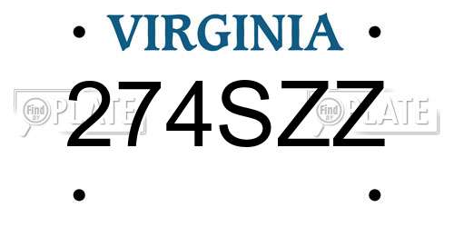 274SZZ Virginia License Plate