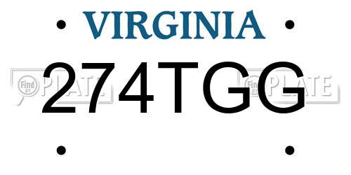 274TGG Virginia License Plate