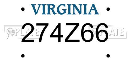 274Z66 Virginia License Plate