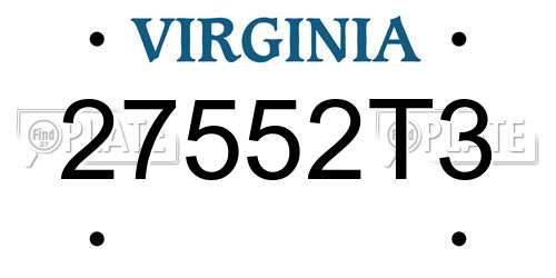 27552T3 Virginia License Plate