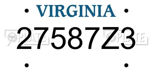 27587Z3 Virginia License Plate