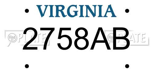 2758AB Virginia License Plate