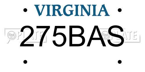 275BAS Virginia License Plate