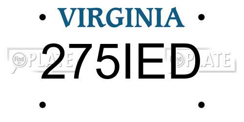 275IED Virginia License Plate