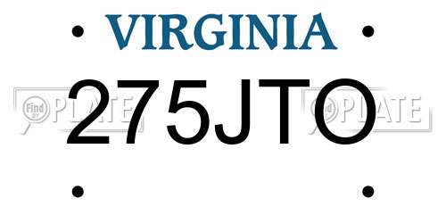 275JTO Virginia License Plate