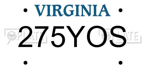 275YOS Virginia License Plate
