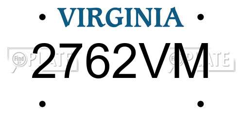 2762VM Virginia License Plate