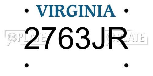 2763JR Virginia License Plate