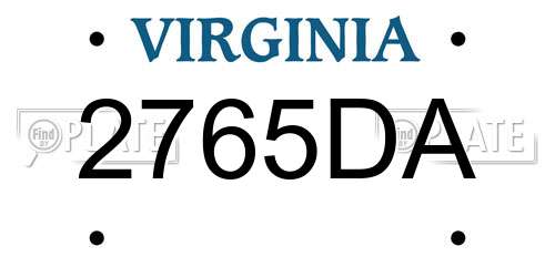 2765DA Virginia License Plate