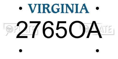 2765OA Virginia License Plate
