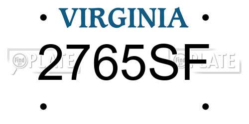 2765SF Virginia License Plate
