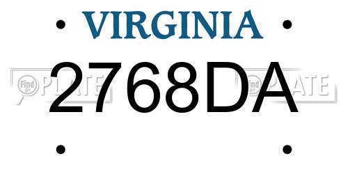 2768DA Virginia License Plate