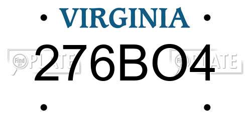 276BO4 Virginia License Plate