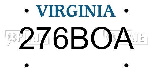 276BOA Virginia License Plate