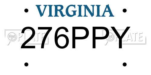 276PPY Virginia License Plate