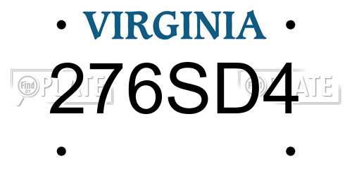 276SD4 Virginia License Plate